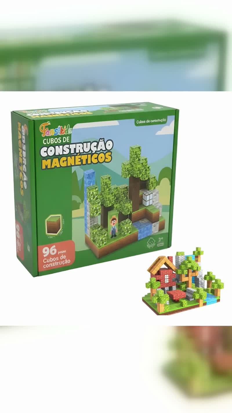 Kit 96 Blocos Magnéticos de Construção
