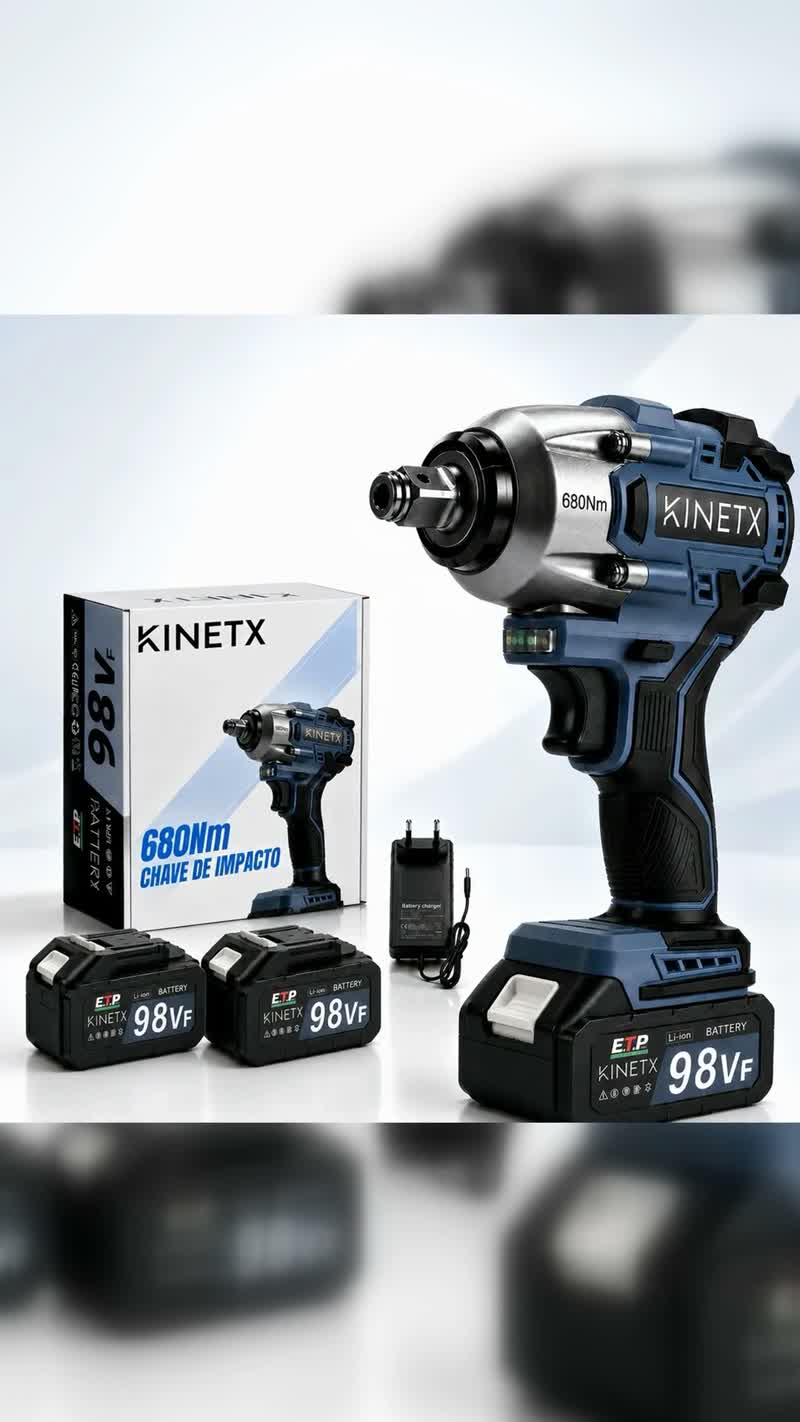 Chave de Impacto Parafusadeira 680Nm Brushless com 2 Baterias