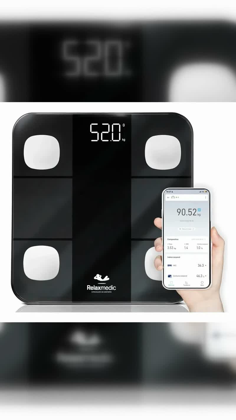Balança Digital Corporal Bioimpedância Relaxmedic