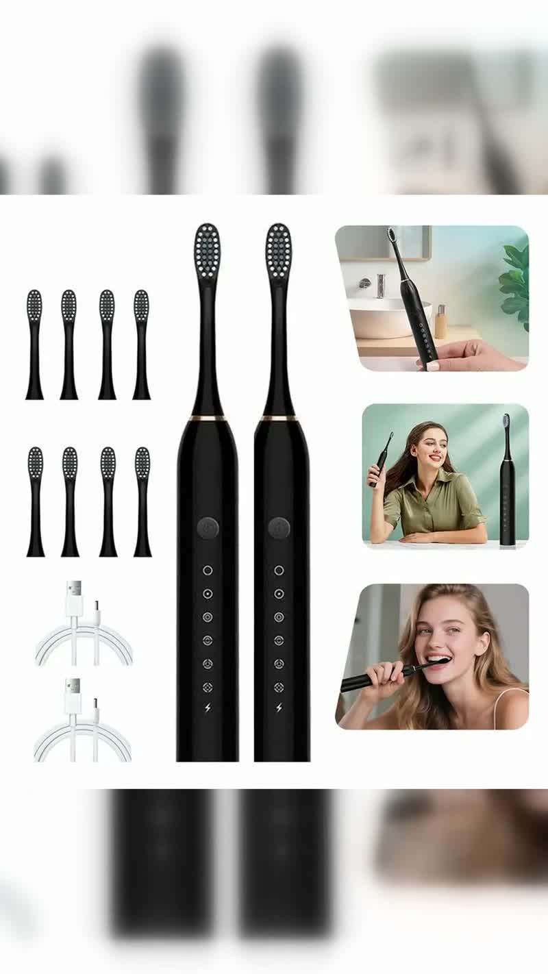 Kit 2 Escovas de Dente Elétricas Recarregáveis USB