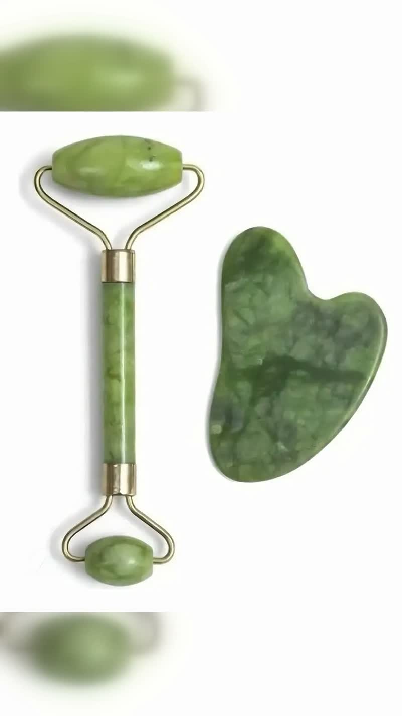 Rolo de Pedra de Jade com Placa Guasha Facial